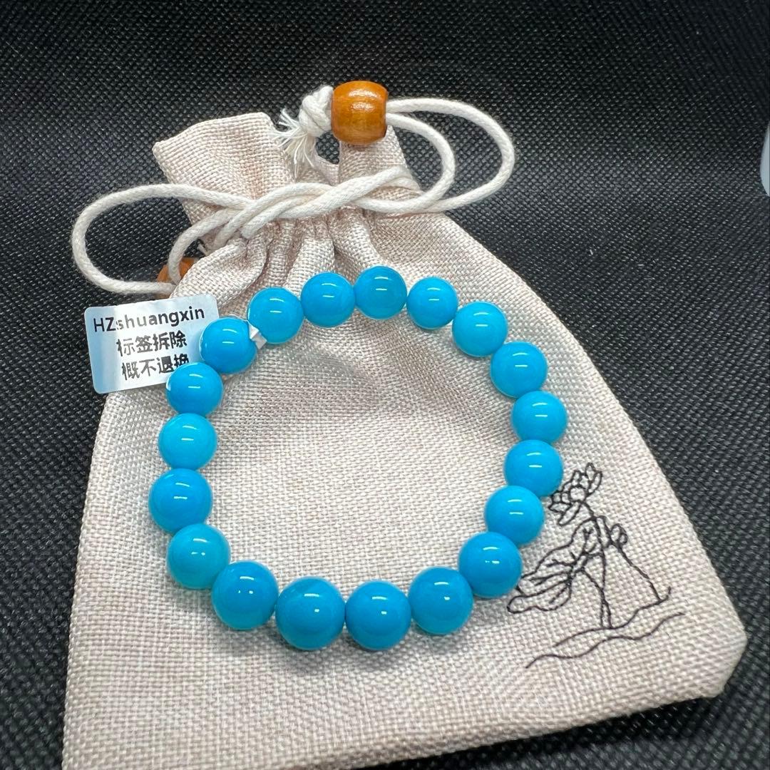 天然 高品質のターコイズ(トルコ石)ブルーのブレスレットAB1071