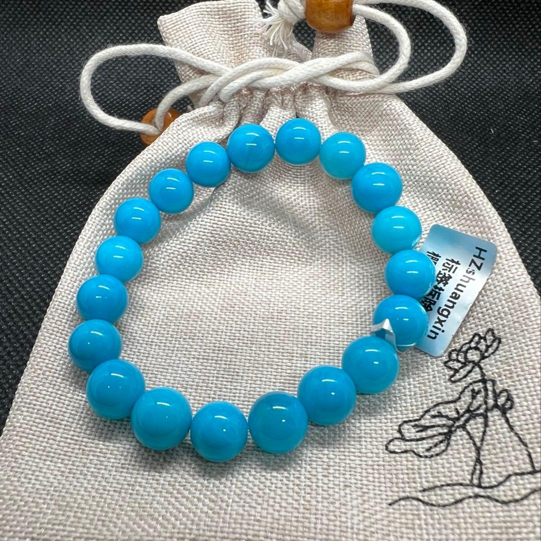 天然 高品質のターコイズ(トルコ石)ブルーのブレスレットAB1071