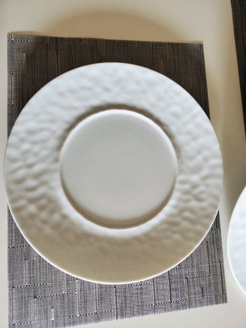 波模様 ホワイト プレート 約27cm　ベルナルドフランス製 4枚セット