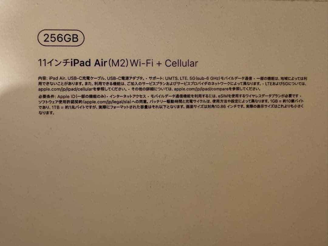 11インチiPad Air (M2) Wi-Fi + Cellular