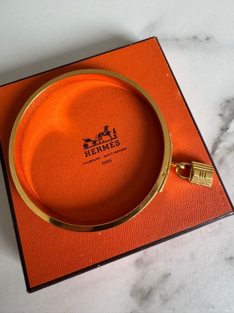 美品 希少 HERMES ゴールド ネイビー バングル