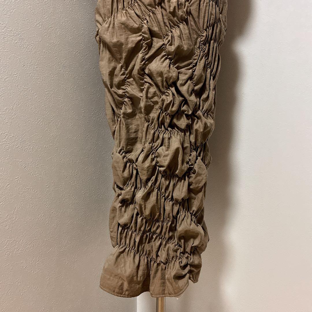 ANDRESD ベージュrandom shirring setup dress