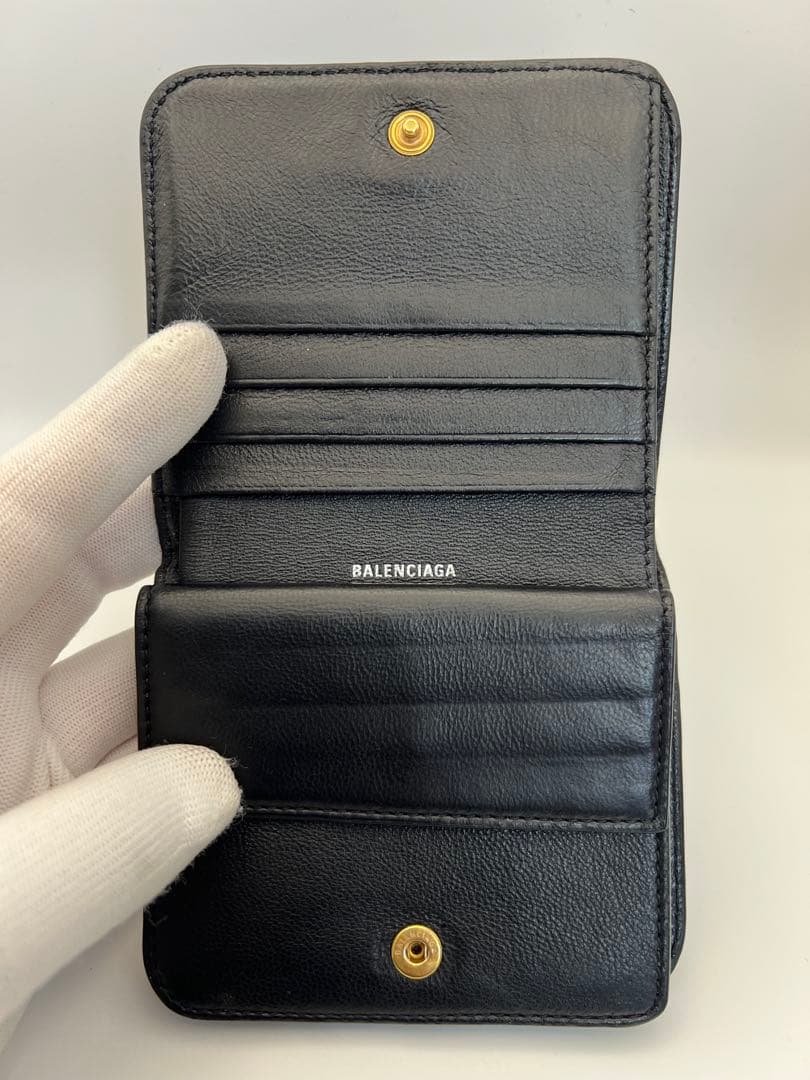 【美品】BALENCIAGA ブラック レザー 二つ折り財布