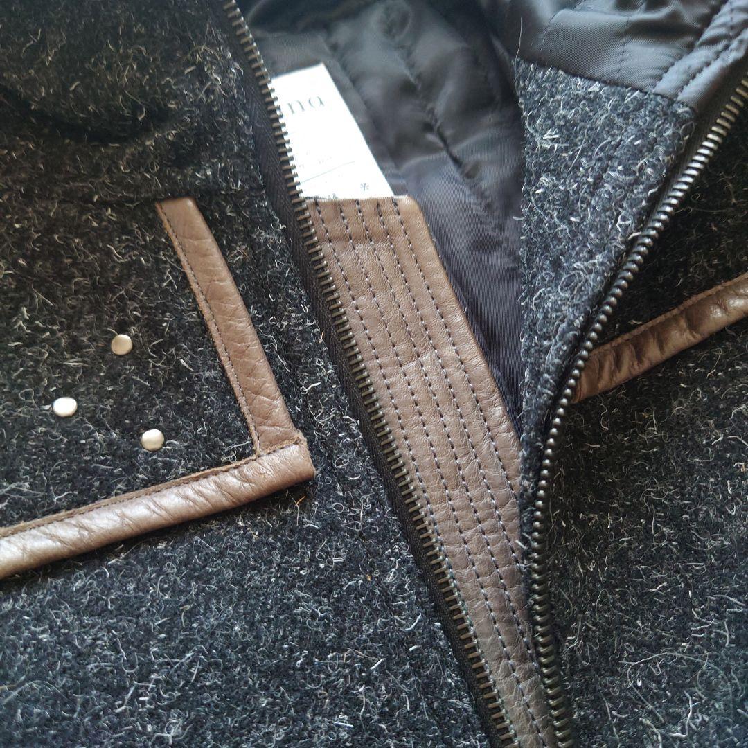 新品 ■国産■ Dhyana レザー×極厚ウール riri社ZIP コート １