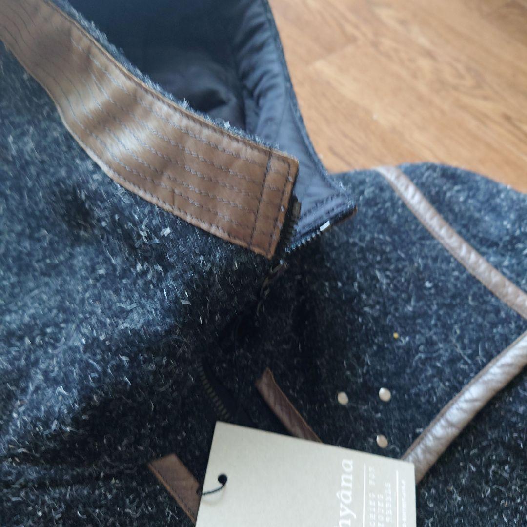 新品 ■国産■ Dhyana レザー×極厚ウール riri社ZIP コート １