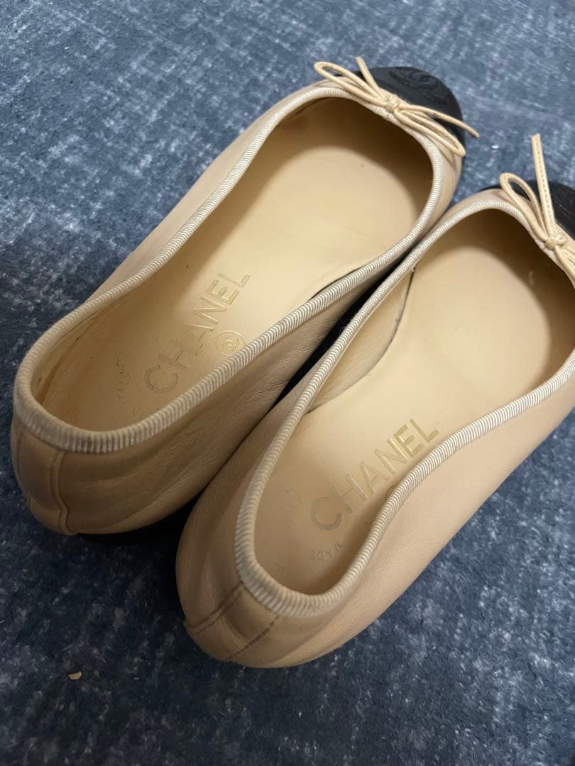 CHANEL バレエシューズ 35ベージュ/黒