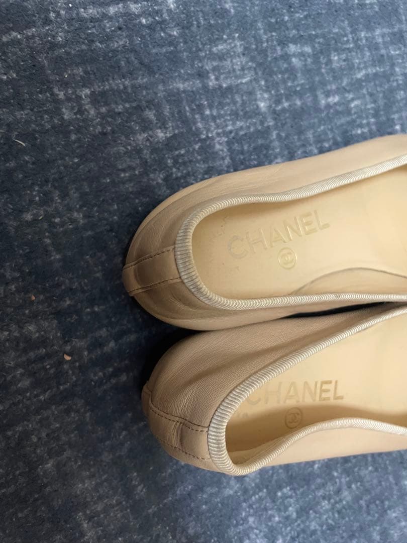 CHANEL バレエシューズ 35ベージュ/黒