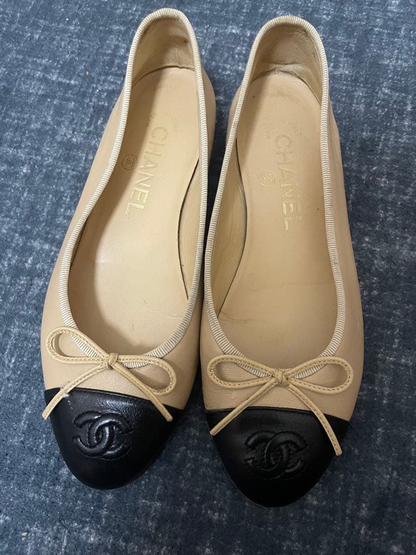 CHANEL バレエシューズ 35ベージュ/黒