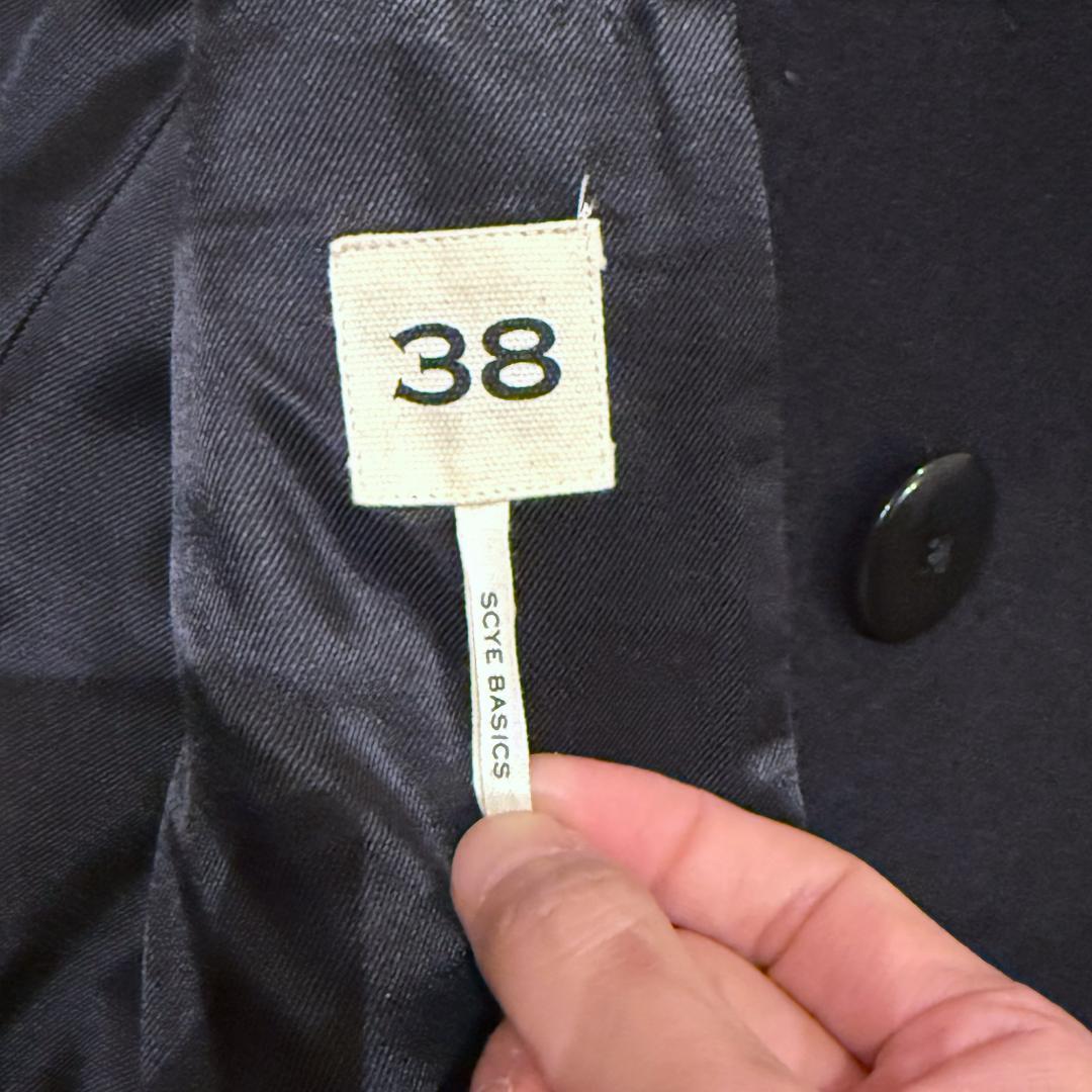 SCYE BASICS ウール100% Pコート 38 ネイビー