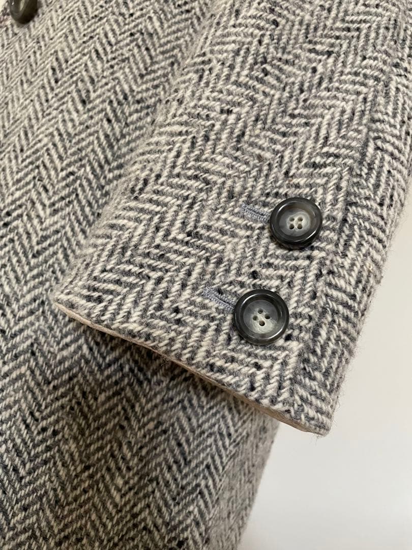 【ジャンフランコフェレ】カラーネップヘリンボーン織ウールコート　イタリア製