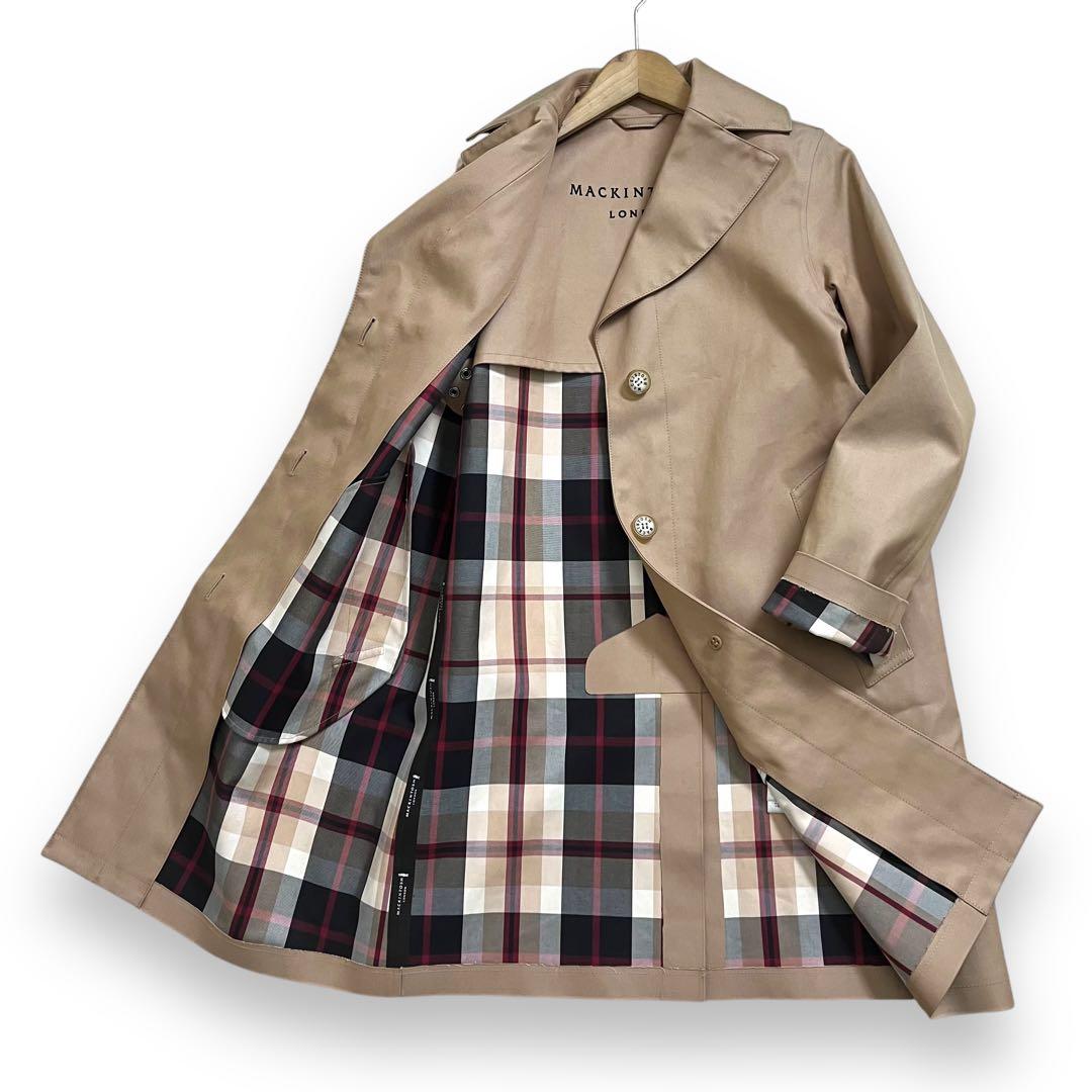 美品　マッキントッシュ　ロンドン　裏地ハウスチェック　撥水　ロングコート