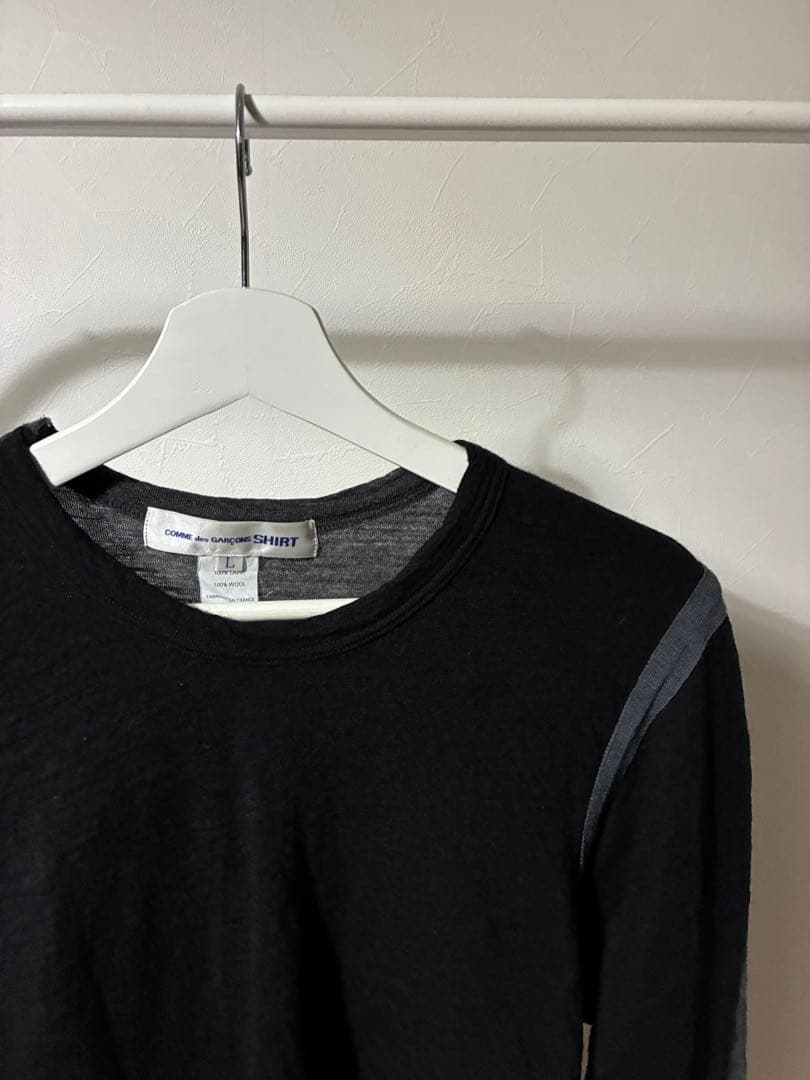 COMME des GARCONS SHIRT 切替ウールカットソー 薄手ニット