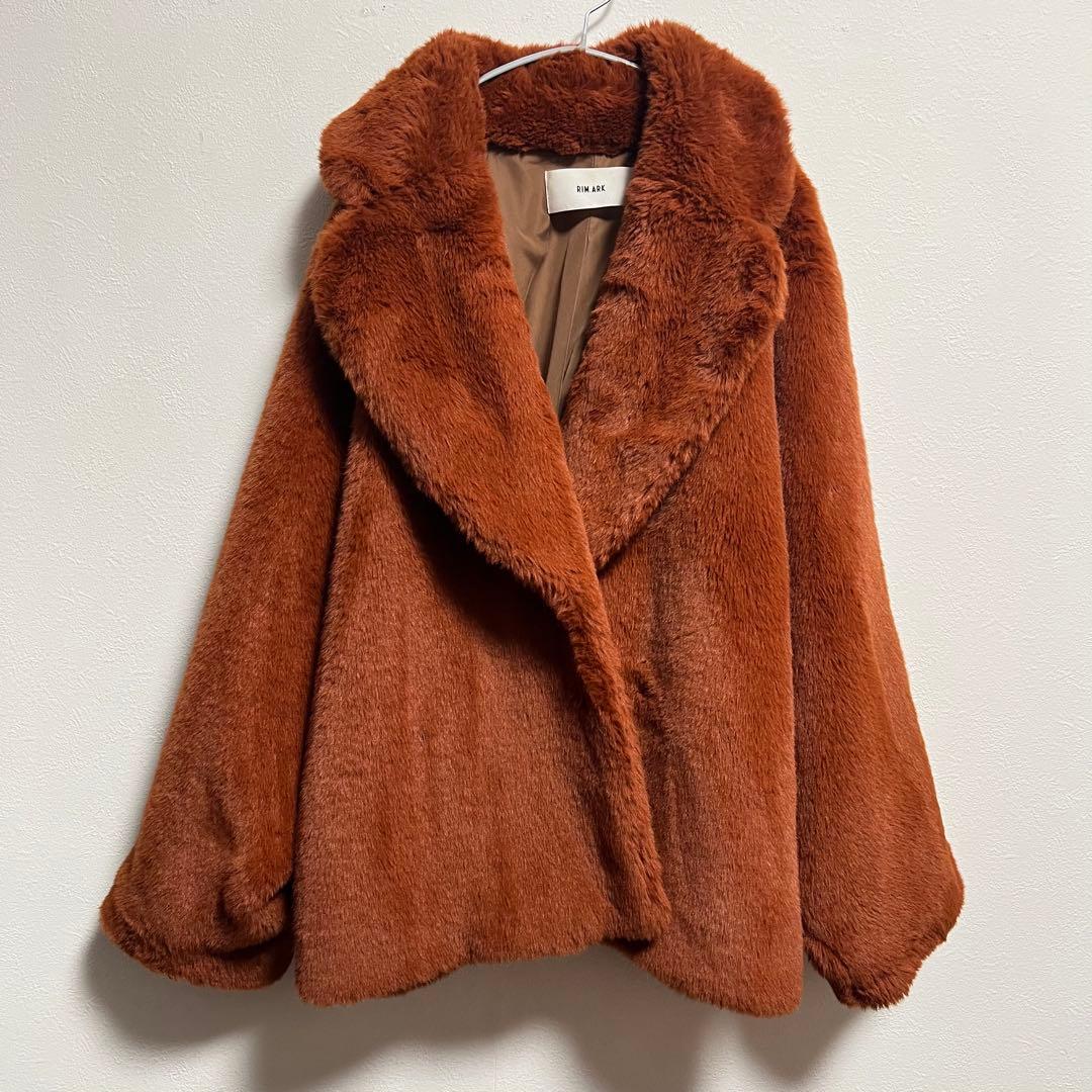 rim.arkドルマンスリーブファーコート オレンジ