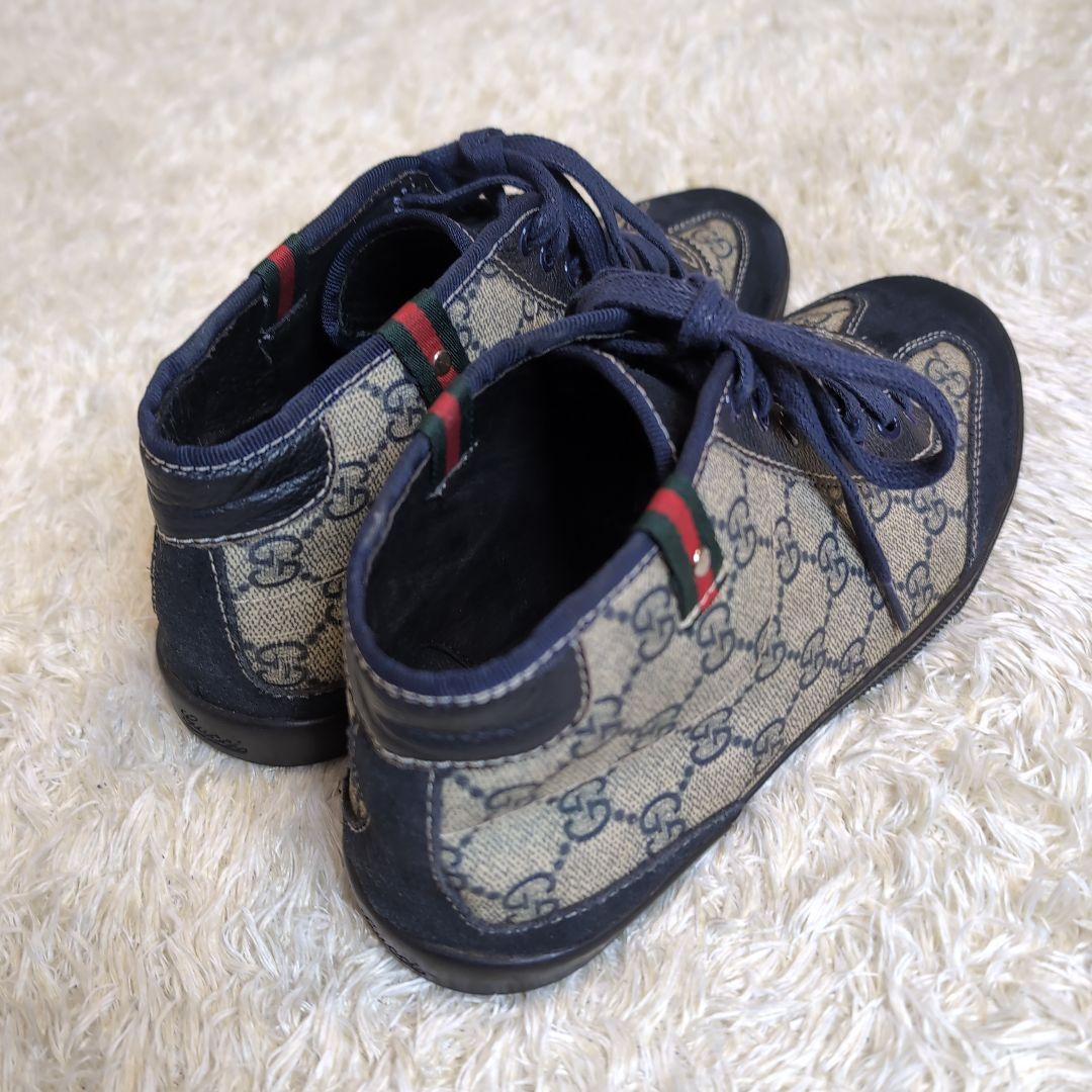 GUCCI グッチ シェリーライン GG ハイカットスニーカー ネイビー 38