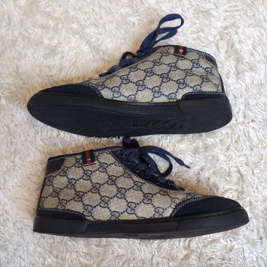 GUCCI グッチ シェリーライン GG ハイカットスニーカー ネイビー 38