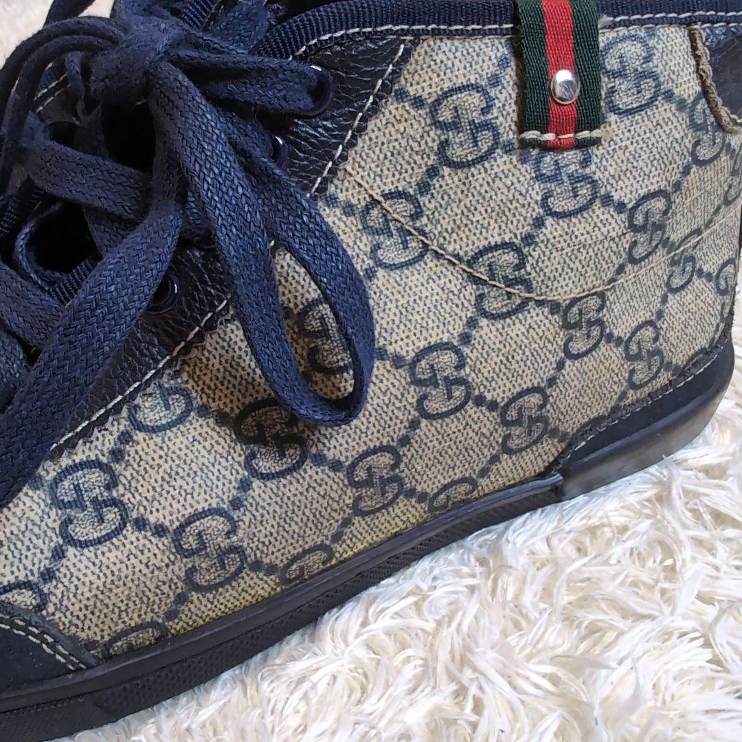 GUCCI グッチ シェリーライン GG ハイカットスニーカー ネイビー 38