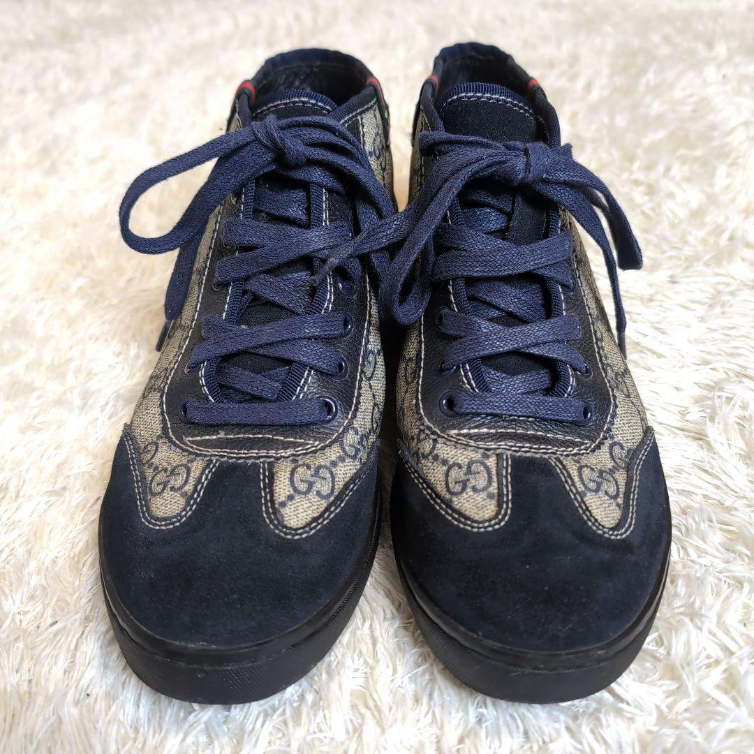 GUCCI グッチ シェリーライン GG ハイカットスニーカー ネイビー 38