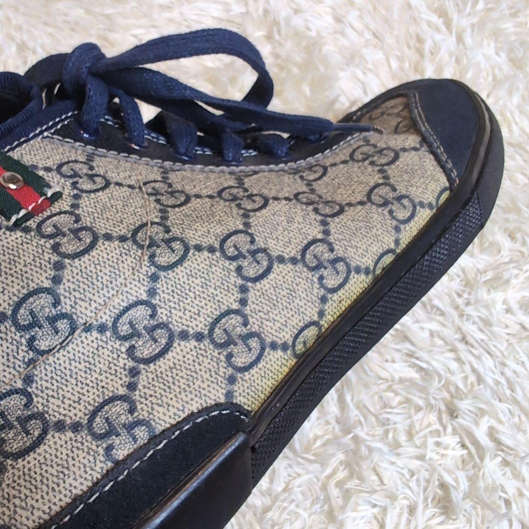 GUCCI グッチ シェリーライン GG ハイカットスニーカー ネイビー 38