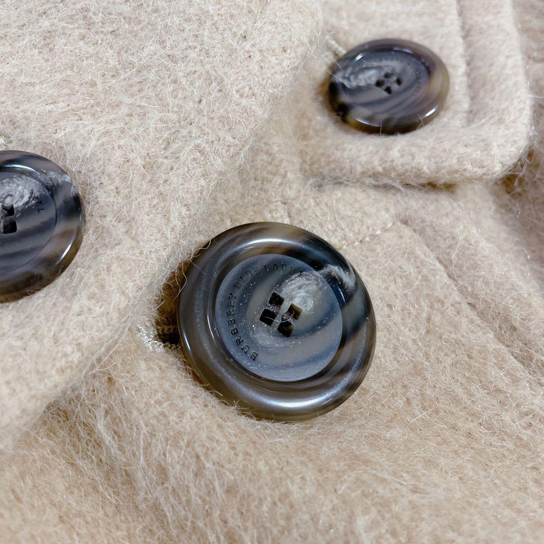 極美品　バーバリーブルーレーベル　アルパカ混　ノバチェック　ロングコート　秋冬