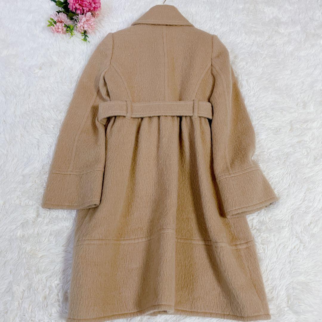 極美品　バーバリーブルーレーベル　アルパカ混　ノバチェック　ロングコート　秋冬