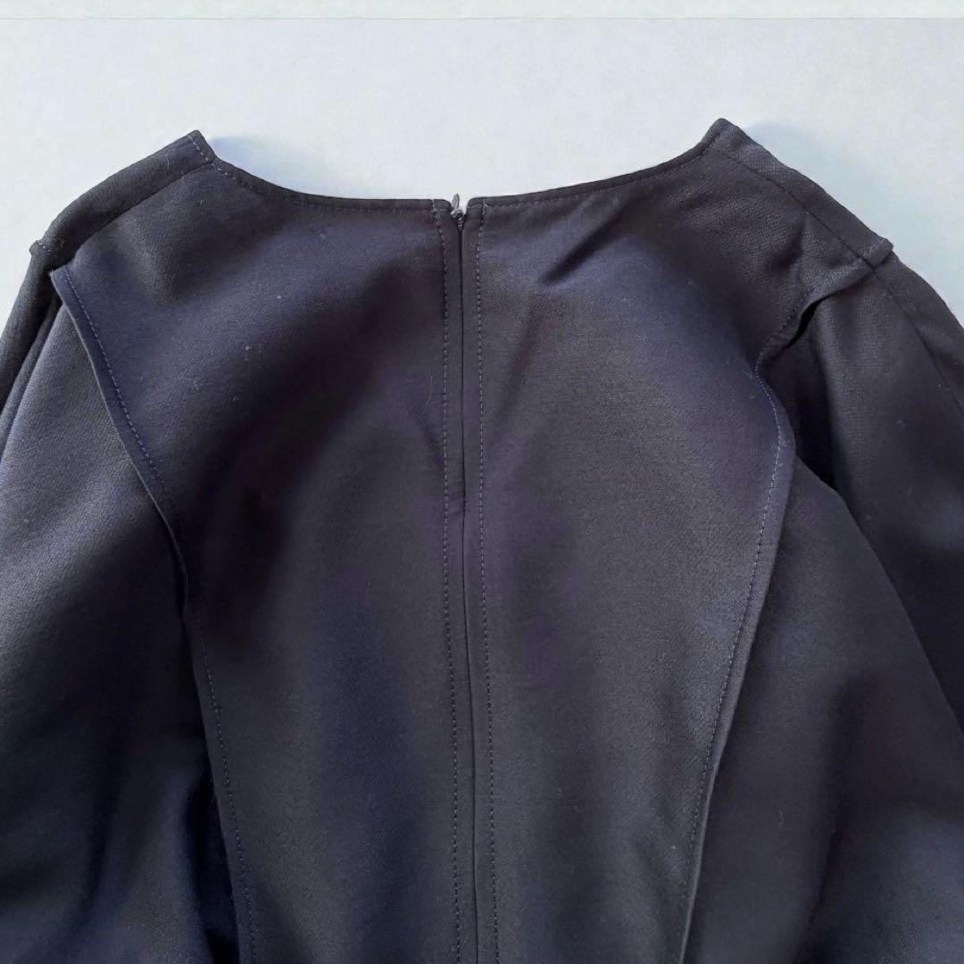 ESTNATION/エストネーション ダブルクロスVネックワンピース　紺　長袖