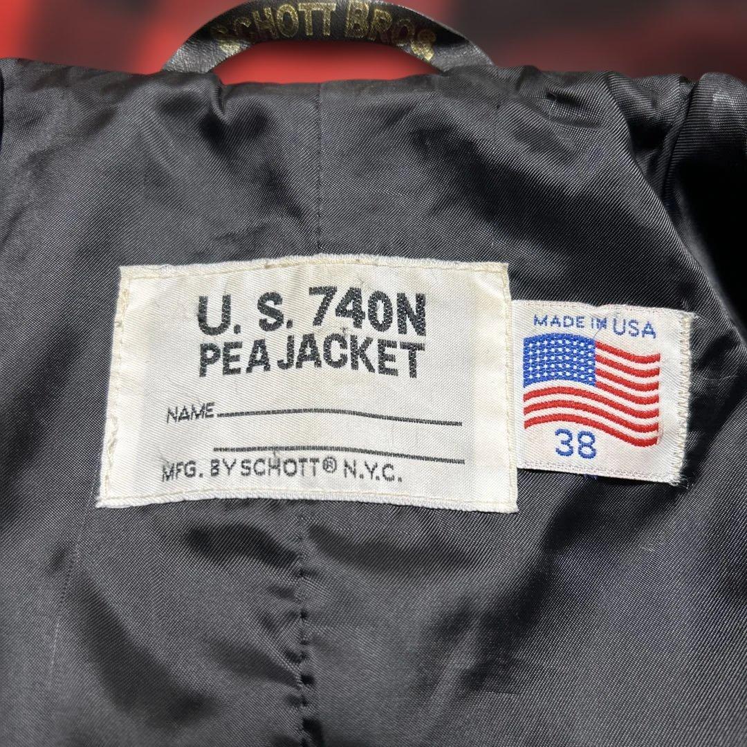 美品 USA製 schottショット 740N Pコート チェック柄 赤黒 38