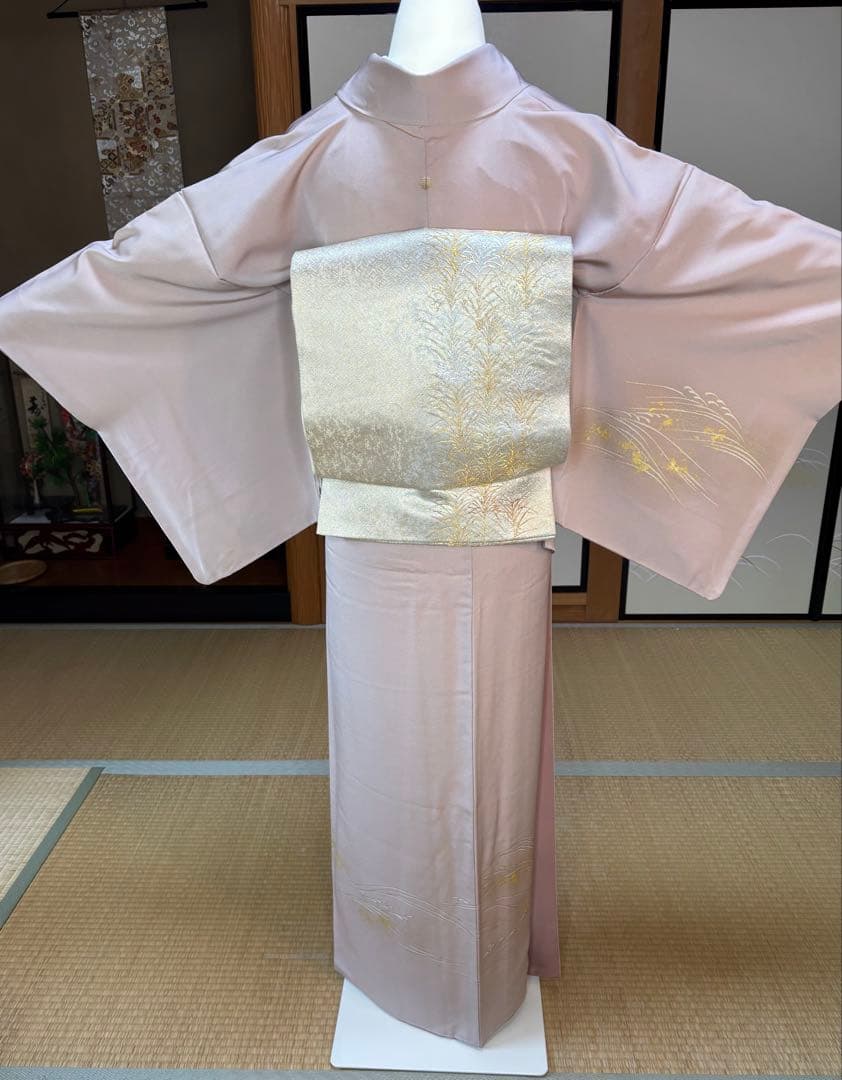 フォーマル4点フルセット 正絹訪問着　袋帯　帯締め帯揚げ