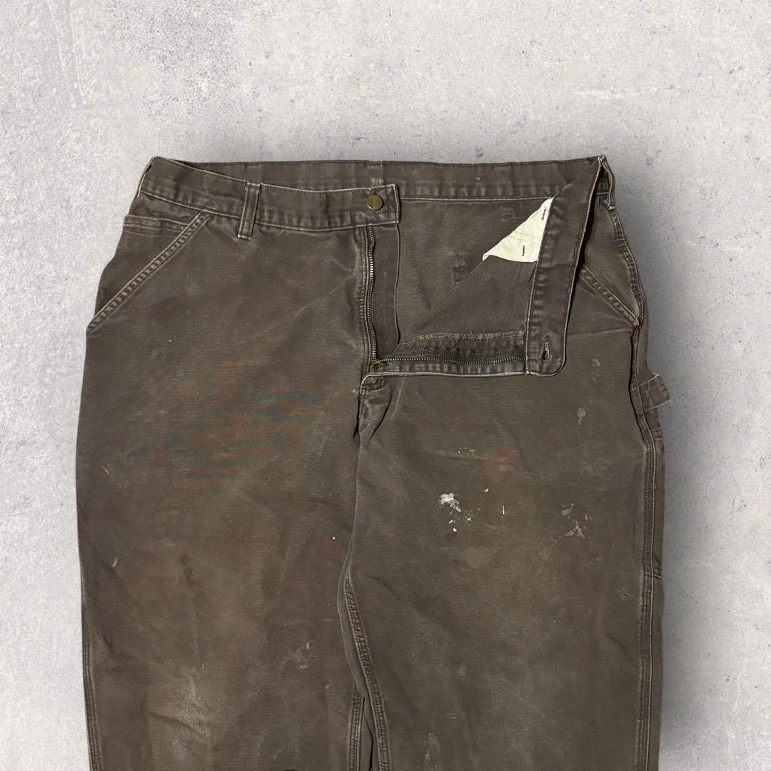 【カーハート】ペインターパンツ　ワークパンツ　茶色　40×30 極太　人気　j