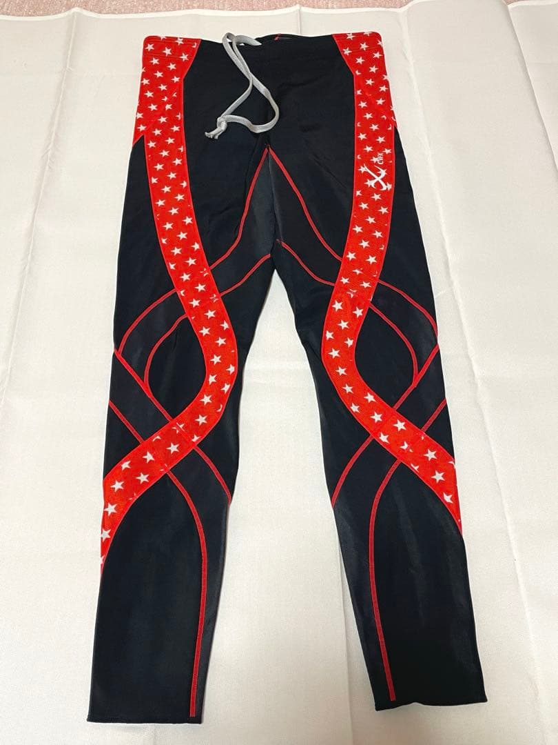 美品 ワコール cw-x スポーツタイツ 星柄 レッド レディースL