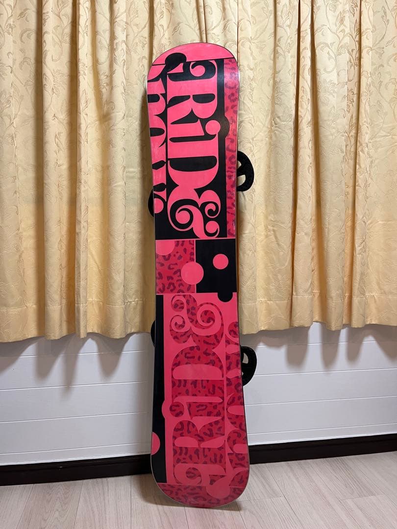RIDEスノーボード板　BURTONバインディング・持ち運びカバー付き