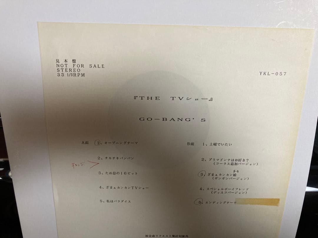 【プロモ盤（有線用）LP】ゴーバンズ（GO-BANG'S）森若香織