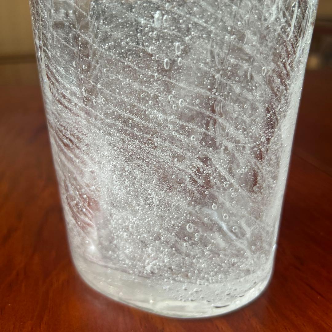 新品◆67 荒川尚也　オーバル花器　大　アワガラス　ストライプ　晴耕社ガラス工房