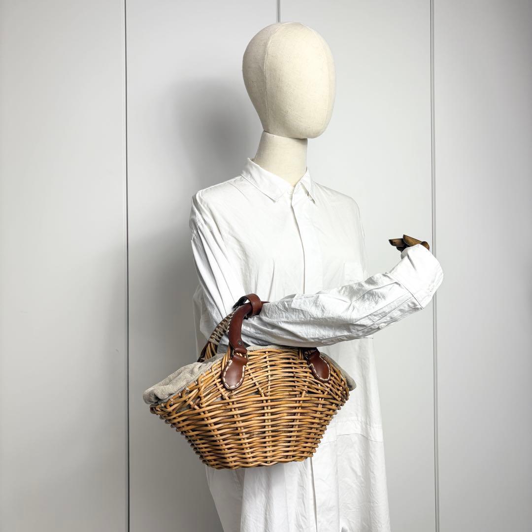 ebagos エバゴス / かごバッグ 紅藤×オイルショルダー