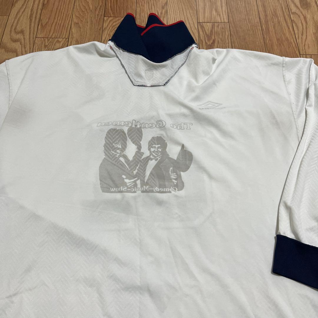 90s UMBRO ゲームシャツ 長袖　襟付き 透かし　イングランド　XL