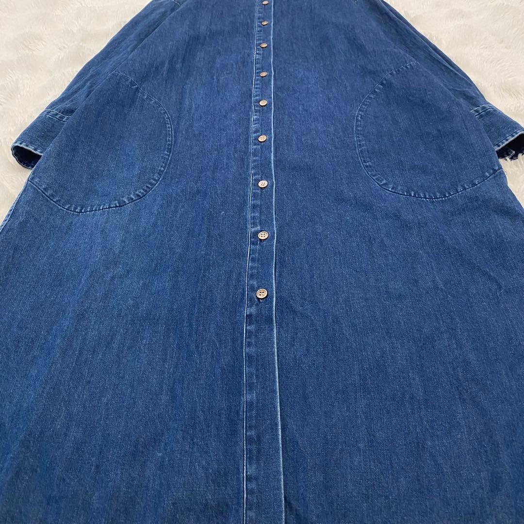 【ハニハニ様】23区 デニム 長袖 ワンピース バンドカラー 40 ソフトデニム
