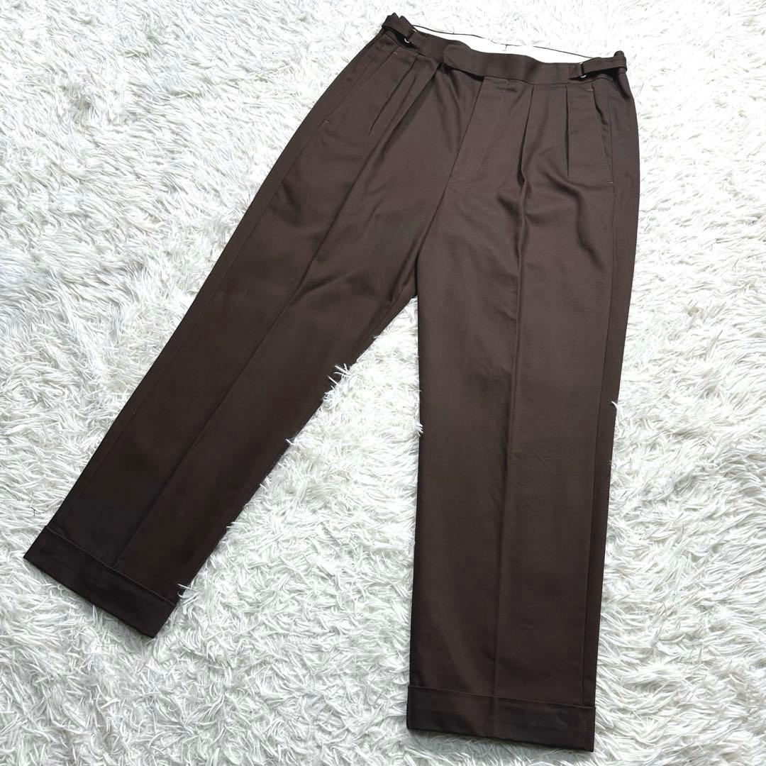 ブリティッシュメイド　オフィサーパンツ　ポーツマス　コットンドリル　ブラウン　L