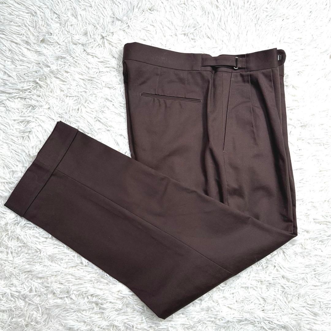 ブリティッシュメイド　オフィサーパンツ　ポーツマス　コットンドリル　ブラウン　L