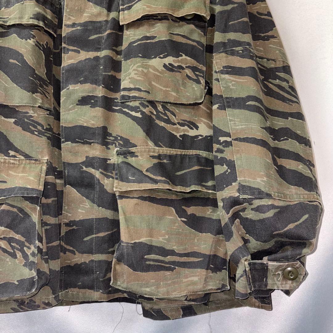 80s ミリタリー　L コンバットジャケット　タイガーストライプ　米軍実物　総柄