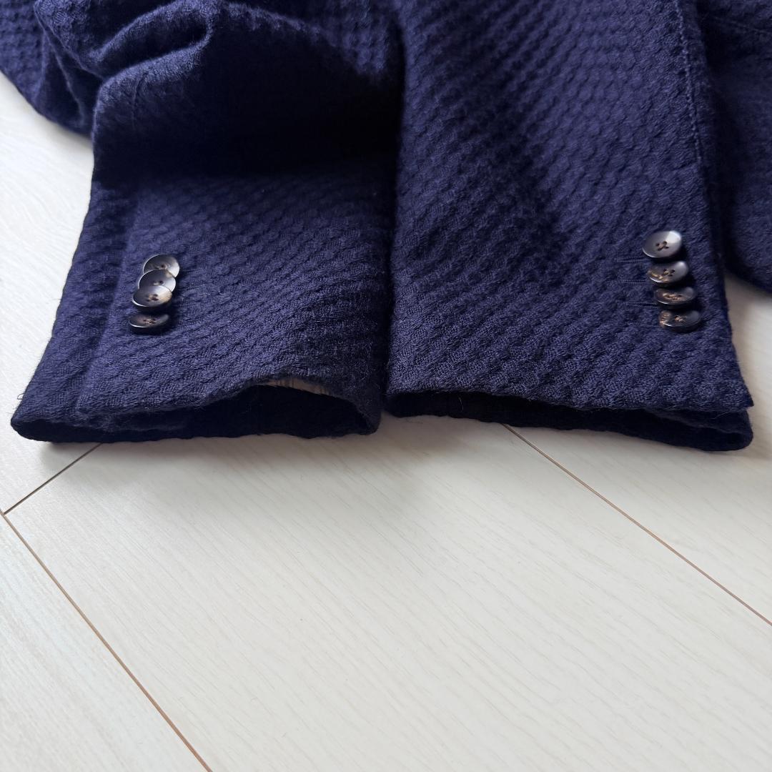 美品✨ラルディーニ　ニットジャケット　ハニカム織　ウール　ブートニエール