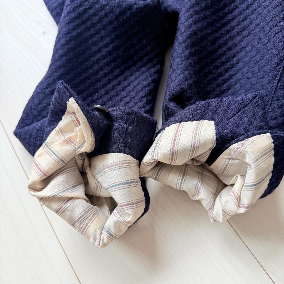 美品✨ラルディーニ　ニットジャケット　ハニカム織　ウール　ブートニエール