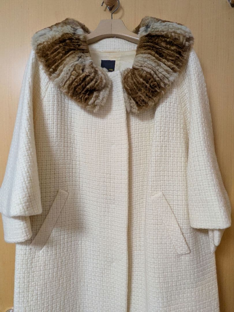FENDI アイボリーファー襟　ロングコート