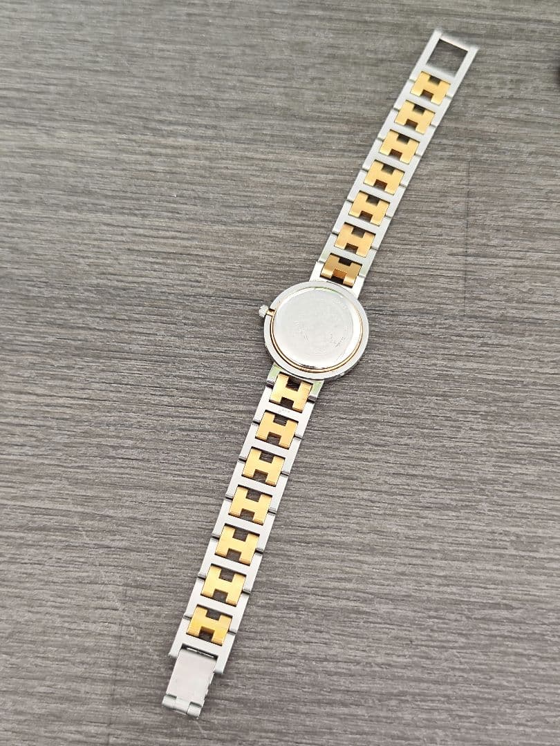 稼働品 HERMES クリッパ レディース腕時計 白色文字盤 オリジナルバンド