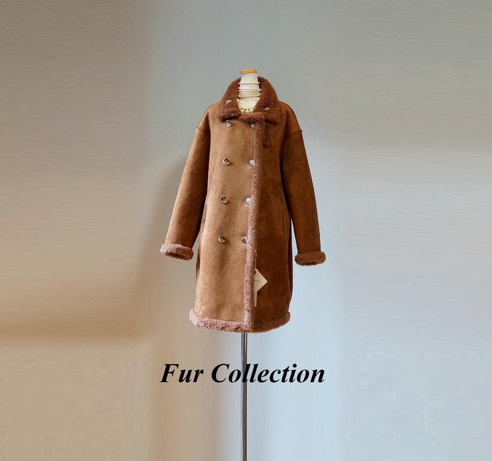 英国調☆ダブルボタン2WAY コートリバーシブル新品　寒さ対策ボアコートブラウン