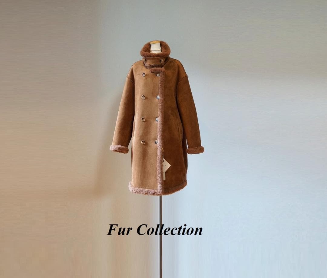 英国調☆ダブルボタン2WAY コートリバーシブル新品　寒さ対策ボアコートブラウン