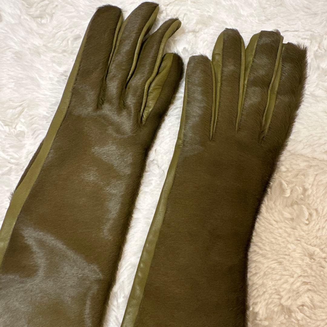 グッチ GUCCI 未使用 ロンググローブ 39cm オリーブ 7 1/2