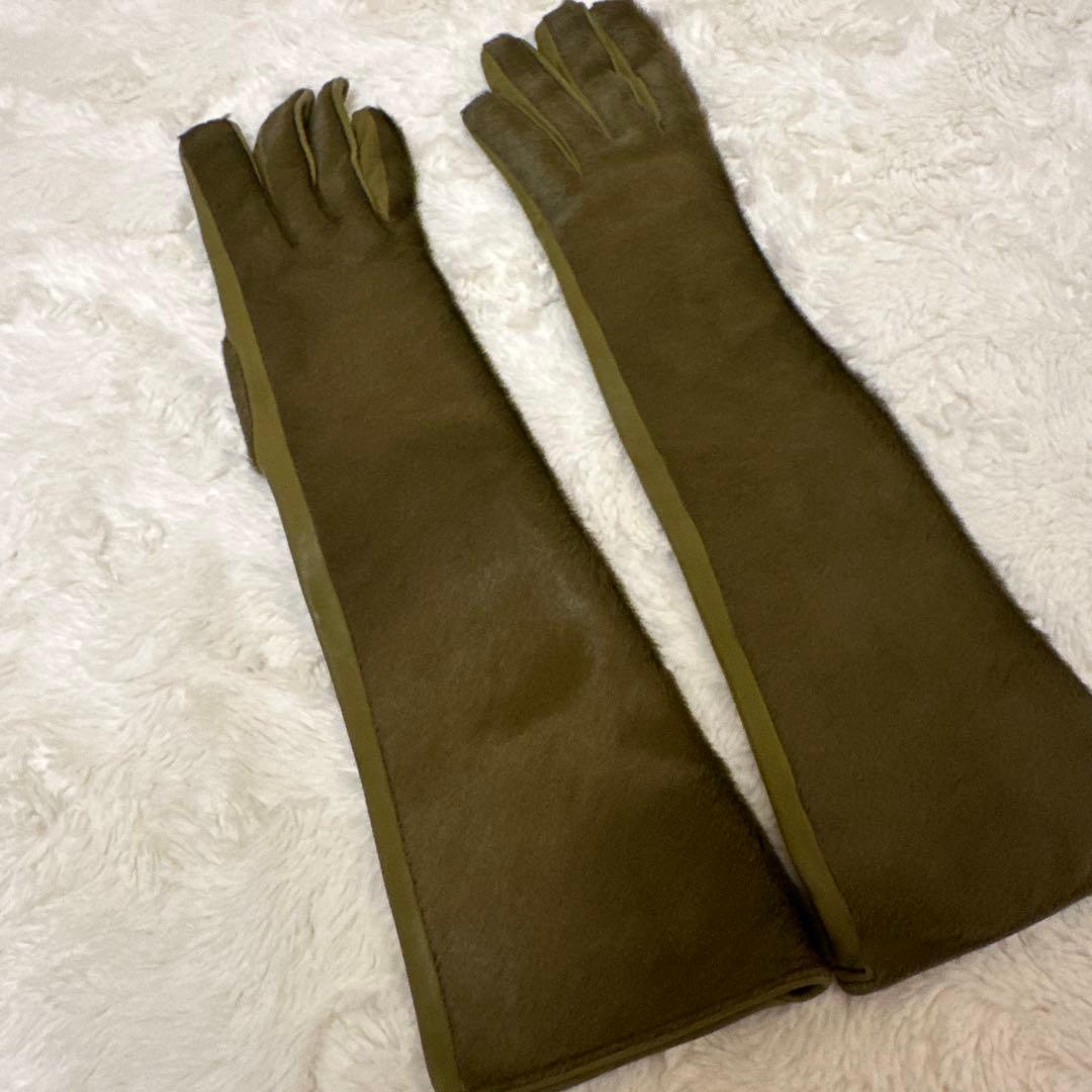 グッチ GUCCI 未使用 ロンググローブ 39cm オリーブ 7 1/2
