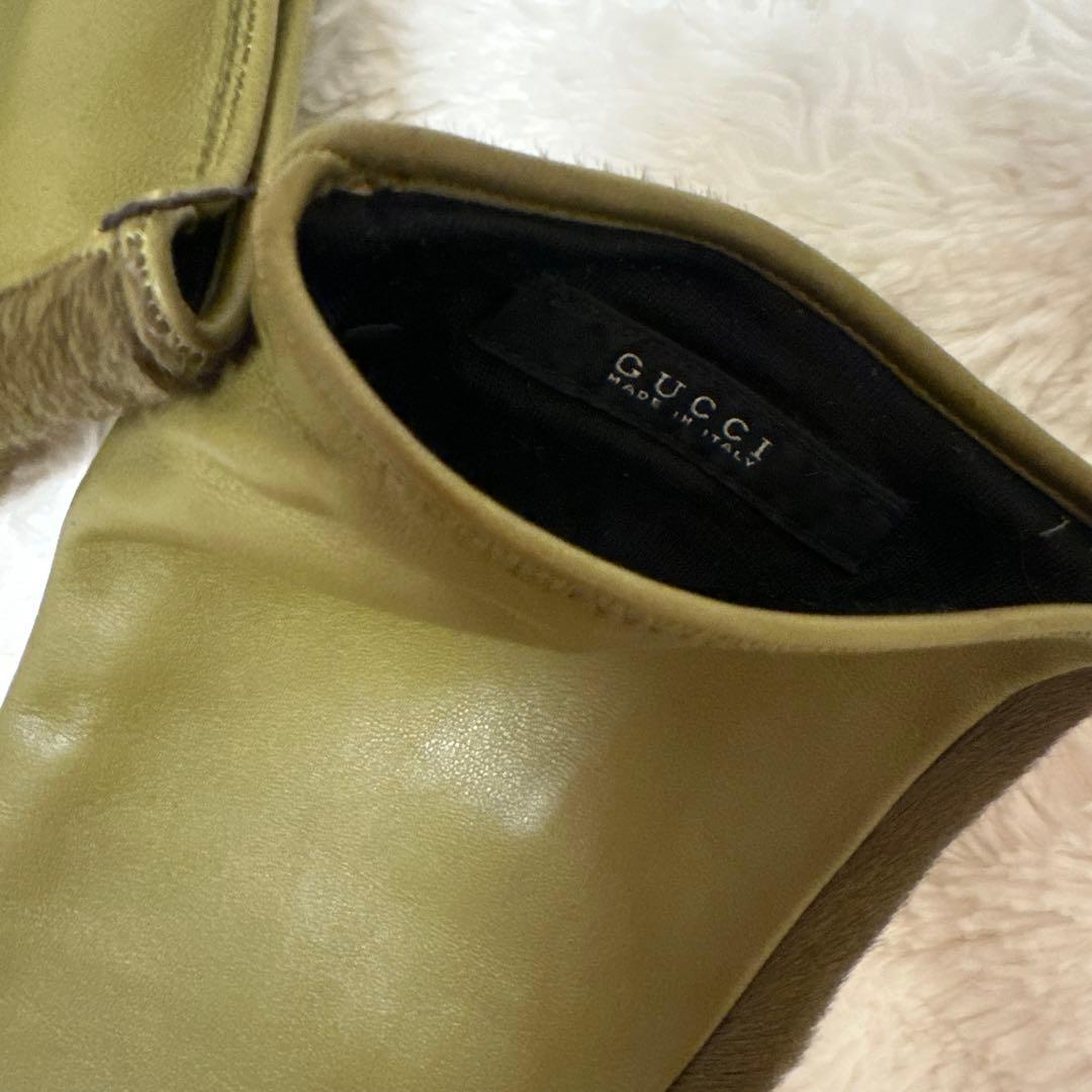 グッチ GUCCI 未使用 ロンググローブ 39cm オリーブ 7 1/2