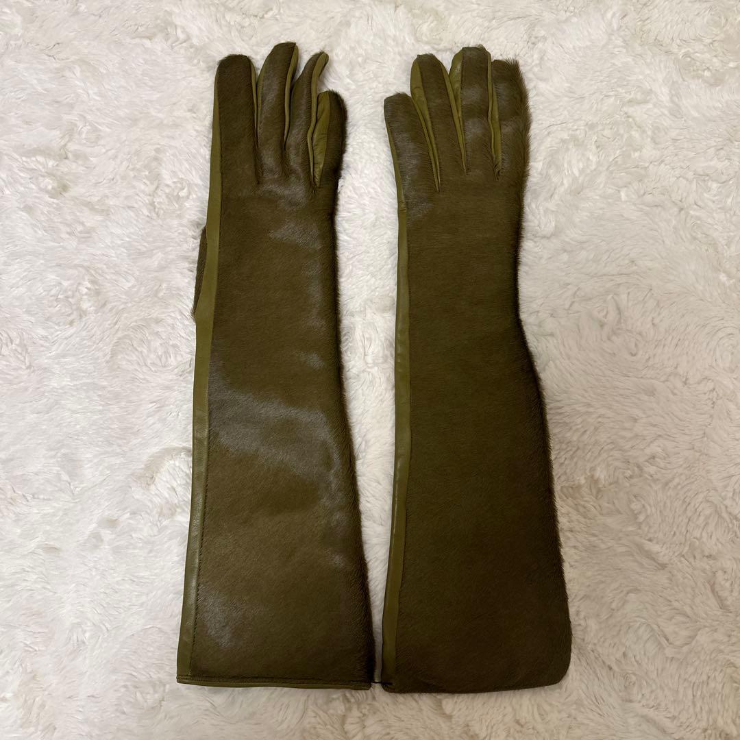 グッチ GUCCI 未使用 ロンググローブ 39cm オリーブ 7 1/2