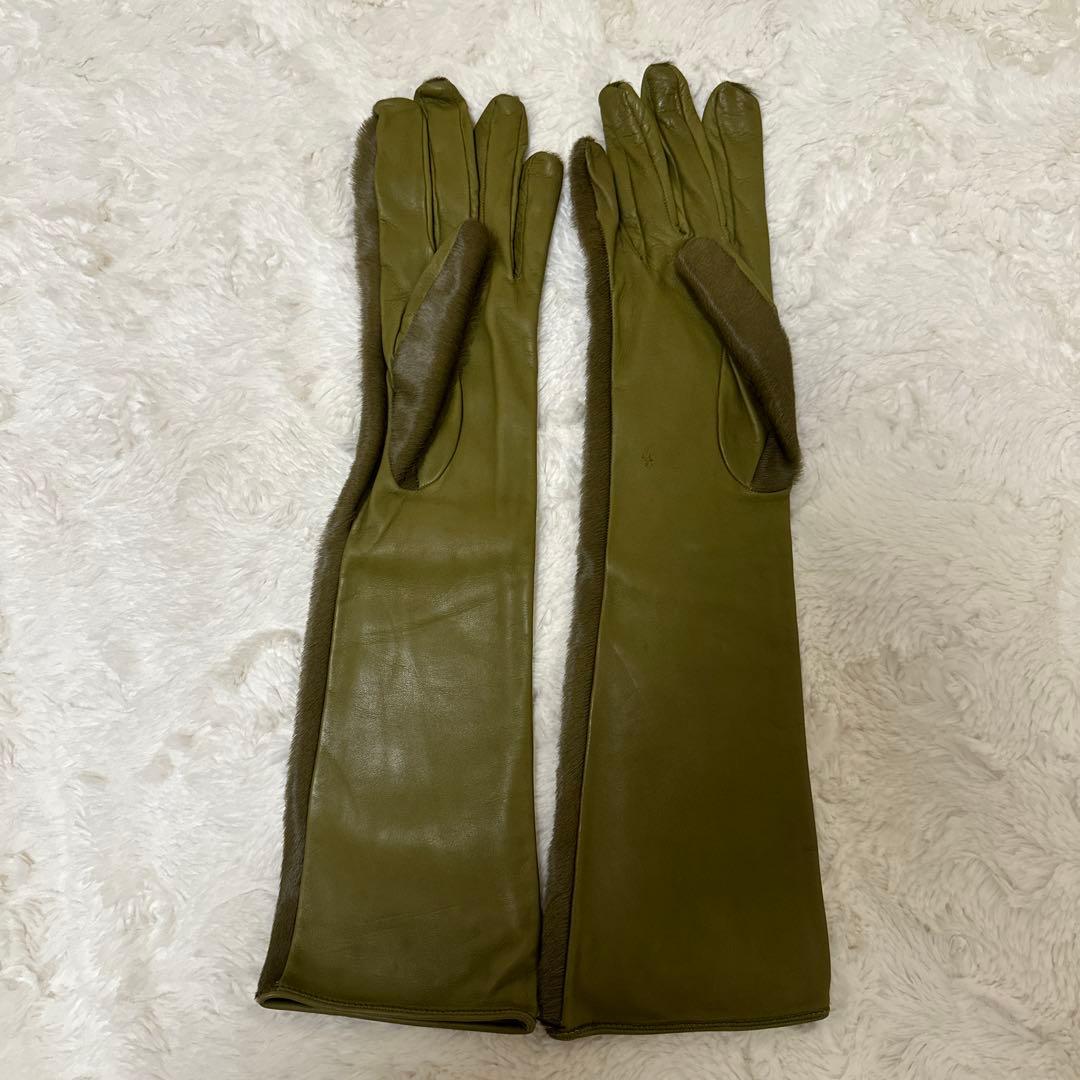 グッチ GUCCI 未使用 ロンググローブ 39cm オリーブ 7 1/2