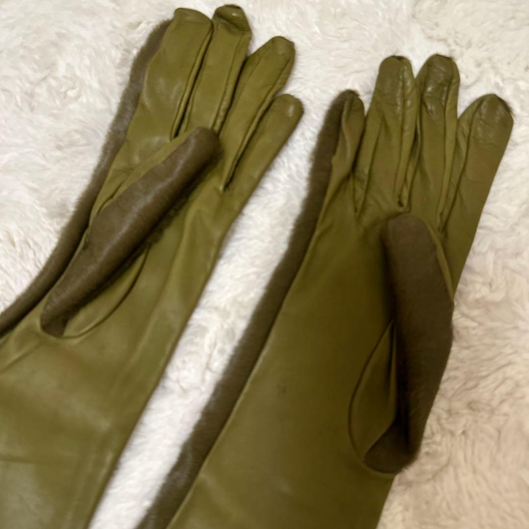 グッチ GUCCI 未使用 ロンググローブ 39cm オリーブ 7 1/2